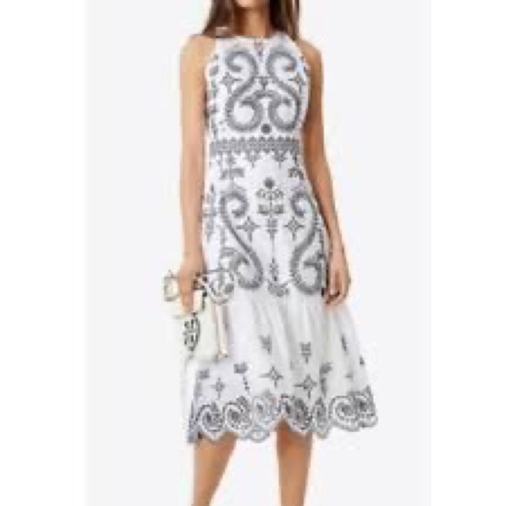 NWT! Tory Burch Mariana Sleeveless Embroidered Cotton Midi Dress White